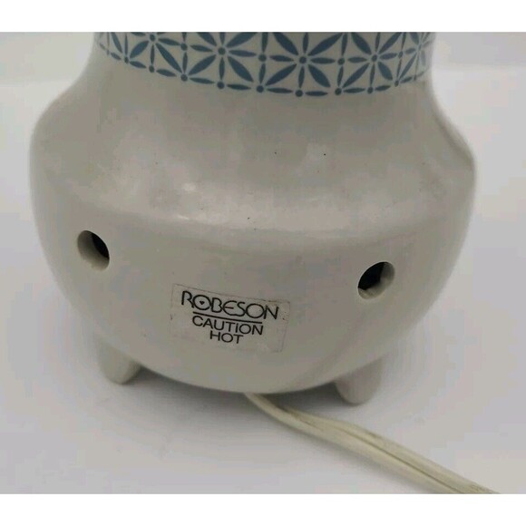 Robeson Wax Melt Candle Potpourri Warmer 7” Electric Vintage Beige Blue - Picture 3 of 11